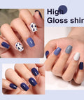 Six Piece 12ml Gel Nail Polish Set In Red, Wine Red, Light White, Gray, Blue, And Dark Blue For Salon Or DIY At Home