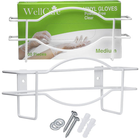 Wall Mount Glove Dispenser Holder For Disposable Gloves Metal Box Organizer Easy Grab And Sanitary Storage Keeps One Box Ready At Hand Sturdy 3 Pack With Hardware 10 X 3 X 5 Inch Fit showing metal holder with screws