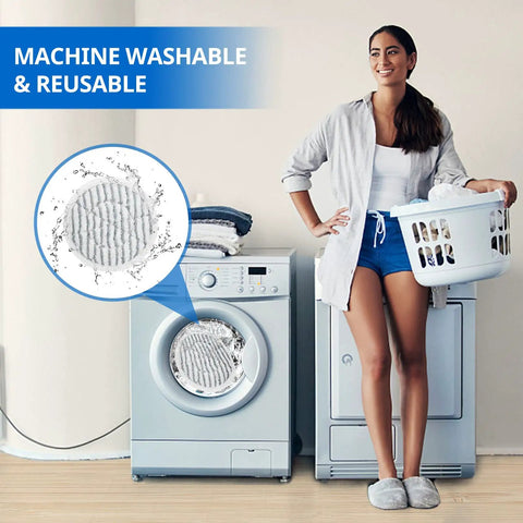 Replacement Steam Mop Pads For Shark S7000AMZ S7001 S7001TGT S7000 Series displayed with washing machine for reusable feature