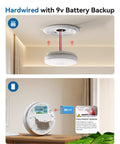 Image showing Top Notch Hardwired Photoelectric Smoke Alarm With Interconnected Wiring And Battery Backup For Legit Home Safety Coverage, installed with 9V battery backup.