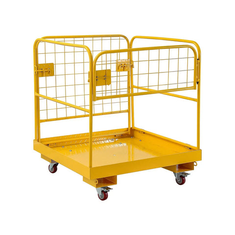 Forklift Safety Cage With Wheels Folding 36 By 36 Inch Work Platform 1200 Lb Capacity Rolling Man Basket for aerial jobs