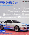LDRC LD1899 1/18 RC Drift Car Nissan Skyline GTR R34 RWD With 2.4GHz Gyro Steering displayed with blue accents