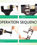 Pro Grade Motorcycle Chain Breaker Tool For 420 428 520 525 528 And 530 Roller Chains operation sequence guide.