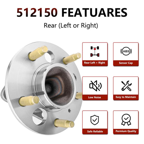 Rear Wheel Hub Bearing Assembly Pair Drop In Ready For Chevy Impala Monte Carlo Uplander Venture Buick