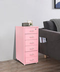 Heavy Duty Steel Rolling File Cabinet With Secure Key Lock And Smooth Swivel Casters For Under Desk Office Organizing, pink finish