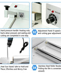 Heavy Duty Shrink Wrap Machine Kit With Heat Gun And Bar Sealer For 12 18 And 24 Inch Film Rolls, featuring adjustable panel and roller.