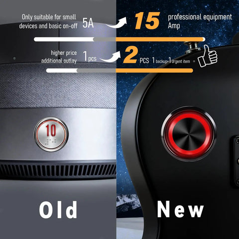 Double Pack 16mm 15A Latching Push Button Switch 12 To 24V Black Shell IP67 Waterproof With Red LED Angel Eye Light On Off And Wire Socket Ideal For Automotive Marine ATV And DIY Projects, old vs new panel view