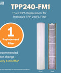 Front and back view of Replacement Filter For Therapure TPP240F Air Purifier That Captures 99.97 Percent Of Particles