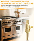 Four Piece Gas Burner Valve Fits JTRH-2FHT JTRH-36B JTRH-36B-36C JTRH-36GT Plus JB JMSS-05-T-60 and Other JTRH JMSS Series Replacements 4418500200 Horizontal Split Valve 1/8 Inch MPT to 3/8-27 brass valve on commercial range