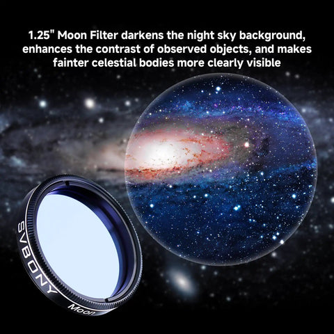 1.25 Inch Moon Filter For Telescopes, Crystal Clear Lunar And Planetary Viewing, cuts glare against cosmic background.