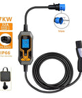 Grab And Go Portable Type Two EV Charger Seven Kilowatt Thirty Two Amps Fast Electric Vehicle Charging Station with five meter cable.