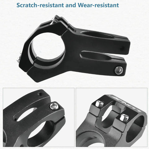 Beefy Aluminum Bike Stem 25.4mm Or 31.8mm Handlebar Fit, 28.6mm Steerer, 45mm Length, Short Rise CNC 6061, Black Anodized Finish