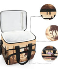 Workhorse Insulated Lunch Bag With Shoulder Strap 15L Go To Cooler Tote For Picnic Hiking Camping Or Work Water Resistant Tear Resistant Polyester With PEVA Liner Fits Bento Box Juice Sandwiches Snacks Fruits Side Mesh Pockets, cowboy design, open view
