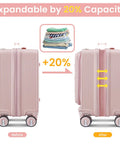 Expandable All In One 3 Piece Luggage Set With 16 Inch Front Opening Carry On showing 20% expansion before and after