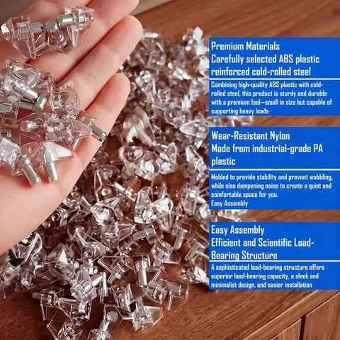 Durable Clear Plastic Shelf Pegs For Furniture Upgrades With A Quick Fix And Zero Drama 50 Piece Set Of 5 Mm Cabinet Support Pins to support shelves.