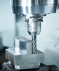 Quarter Inch End Mill Router Bit Set, Four Flute Straight Shank HSS-AL CNC Cutter in action on aluminum block