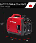 Honda EU2200i 2200 Watt Inverter Generator Quiet Portable Power For Camping RV And Home Backup Go-To Gas Powered Ultra Quiet