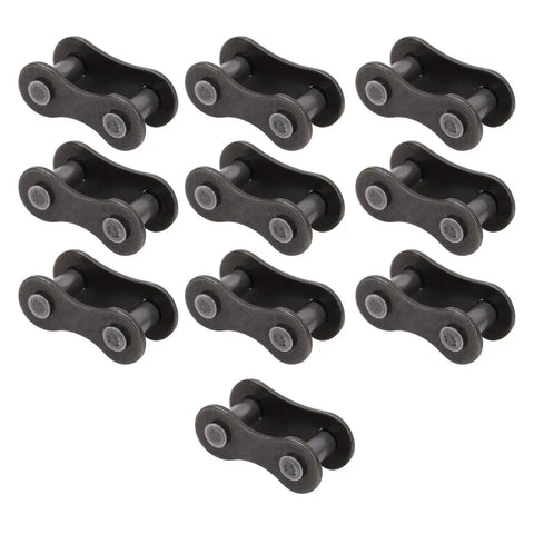 Beefy Heavy Duty Bike Chain Master Link 10 Pack Solid Steel Connector For Road And Mountain Cycles displayed on white background