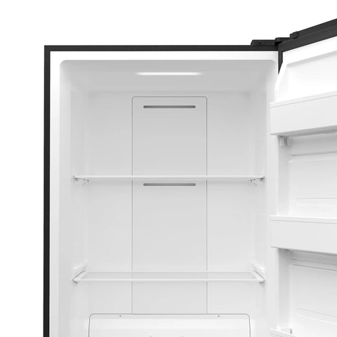 Interior view of the Twenty One Cubic Feet Upright Convertible Refrigerator Freezer Combo With Adjustable Drawers.