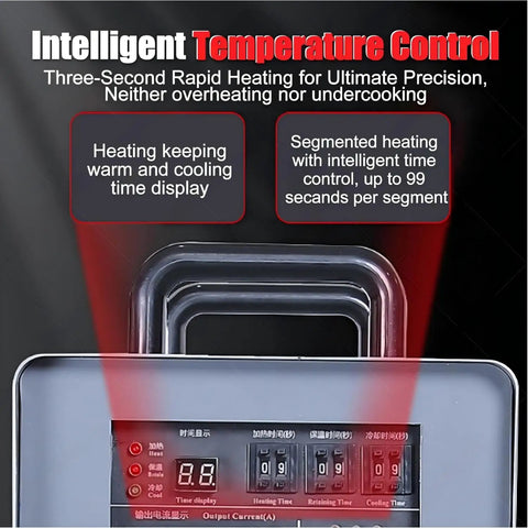 Heavy Duty 15Kw Induction Heater Furnace With Smooth Water Cooling And Smart Overload Protection displaying intelligent temperature control panel.