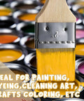 Bulk 120 Pack 2-Inch Chip Brushes For Paint Glue Varnish Wood Stain And Crafts - brush with yellow paint over open cans