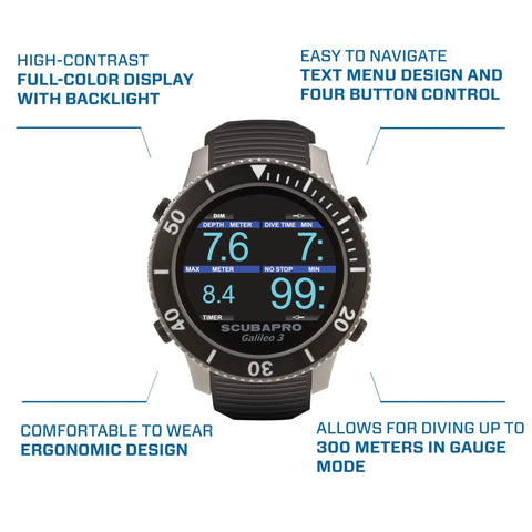 G3 Wrist Scuba Dive Computer With Bluetooth And Watch Style Color Display Full Color Backlit Screen Case Silicone Arm Strap