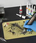 Wireless Rotary Tattoo Starter Kit For Beginners With Dual 1800mAh Batteries, practice skin and tattoo pen in action