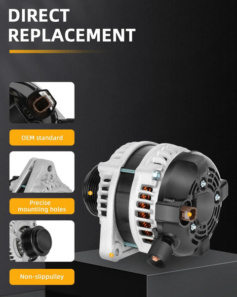 Beefed Up High Output Alternator For Odyssey 2011 2012 2013 Pilot 2012 2013 2014 2015 Ridgeline 2012 2014 12V 130Amp Replacement