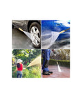 Pro Grade Heavy Duty High Pressure Garden Hose Nozzle Sprayer Gun Attachment With Brass Coupler in use on car and garden surfaces