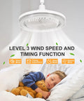 Easy Install No Fuss Multifunctional Ceiling Fan With Light And Remote, E26 Socket Compatible, above child sleeping