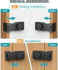 Visual guide showing various installation angles for Keyless Hasp Lock For Cabinets And Small Doors, 1000 Combo Password Lock For Barn, Shed, Garage, Outdoor, Garden, And Bathroom Use, No Key Hassle, Heavy Duty Metal Construction, Easy Install, Black Finish.