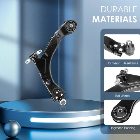 Front lower control arm, black metal with bushing and ball joint, for Chevy Cobalt/HHR/Pontiac G5 (8-piece suspension kit).