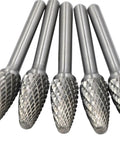 Five Piece Set Cone Burrs 12mm Diameter Pointed Tapered Carbide Burrs Heavy Duty Double Cutting Heads For Deburring Chamfering Metalworking