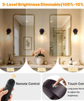MATAMEYE Battery Operated Wall Sconce Set of 2, Rechargeable Wall Lights showcasing 3 brightness settings in a stylish bathroom.