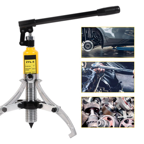 5 Ton Hydraulic Gear Puller Kit With Adjustable 2 Or 3 Jaws, Bearing Hub Separator For Hubs, Gears, And Bearings displayed