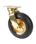 Heavy Duty 8 Inch Pneumatic Rubber Tires For Hotel Luggage Carts Smooth Rolling Brass Hub with gold-colored metallic finish.