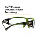SecureFit 400X Safety Glasses With Anti Fog And Anti Scratch Clear Lenses ANSI Z87 Rated Green And Black Frame side view