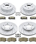 Front and Rear Drilled and Slotted Rotors and Ceramic Brake Pads Replacement Kit for 2010 to 2017 GMC Terrain and Chevy Equinox
