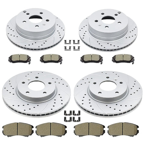 Front and Rear Drilled and Slotted Rotors and Ceramic Brake Pads Replacement Kit for 2010 to 2017 GMC Terrain and Chevy Equinox