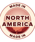 Made in North America badge with sunset and road imagery