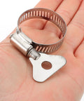Top Notch 10 Pc Stainless Steel Hose Clamp Kit For Plumbing And Tubes With Worm Drive Secure Install Fixing Water Fuel Lines Quick Release Heavy Duty Gear, silver clamp on hand