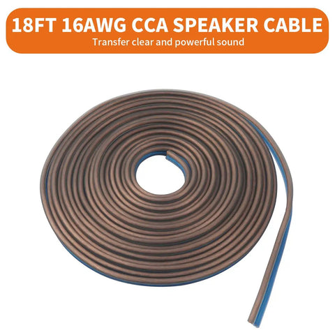 18ft 16AWG CCA speaker cable for 4 Gauge Amp Kit For Cars With All In One Pro Grade Install Bundle For Subwoofers And Audio System