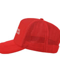 Red Womens Breathable Golf Hat With Six Vent Eyelets Low Profile Unstructured Cap Moisture Wicking Sweatband Side View