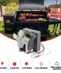 Heavy-Duty 2.0 RPM Auger Motor Replacement For Universal AC Pellet Grills in front of an outdoor grill setup