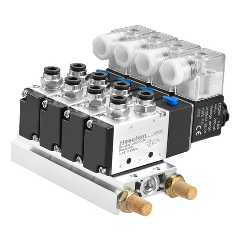 4V210-08 4 Solenoid Pneumatic Valve Kit DC24V PT One Fourth Ports 5 Way 2 Position Internally Piloted with manifold base