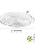 14.5 Inch Lazy Susan Organizer Set Of 2 Large Turntables For Cabinets Or Pantries With Smooth Ball Bearing Rotation, Clear