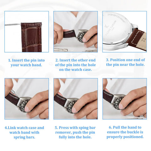 Watch band pins set with spring bar remover tool; 360pcs, 1.5mm pins for 8–25mm watch bands, Amazon brand.