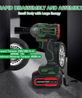 Klanata Cordless Brushless Impact Wrench 20V 1/2-Inch Drive with battery and torque specs, ideal for heavy duty tasks.