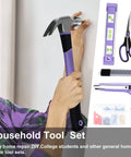 Woman using Purple Tool Set For Women 223-Piece Home Repair And DIY Kit with drop-forged tools and ergonomic handles