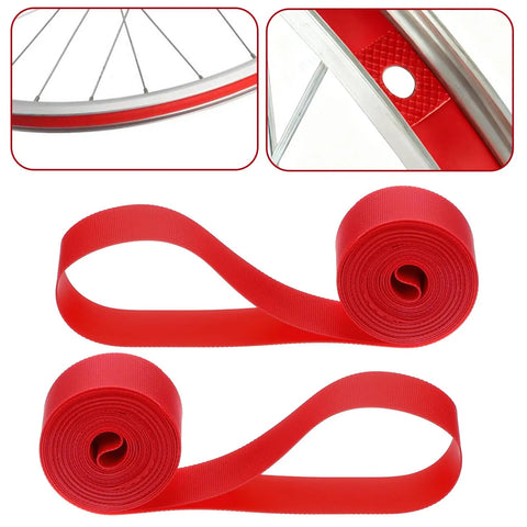 Two Pack 29 Inch Rim Tape For Road And Mountain Bikes, 13mm Wide, 0.5mm Thick, PVC Rim Strip Tape, Red Color, Universal Fit